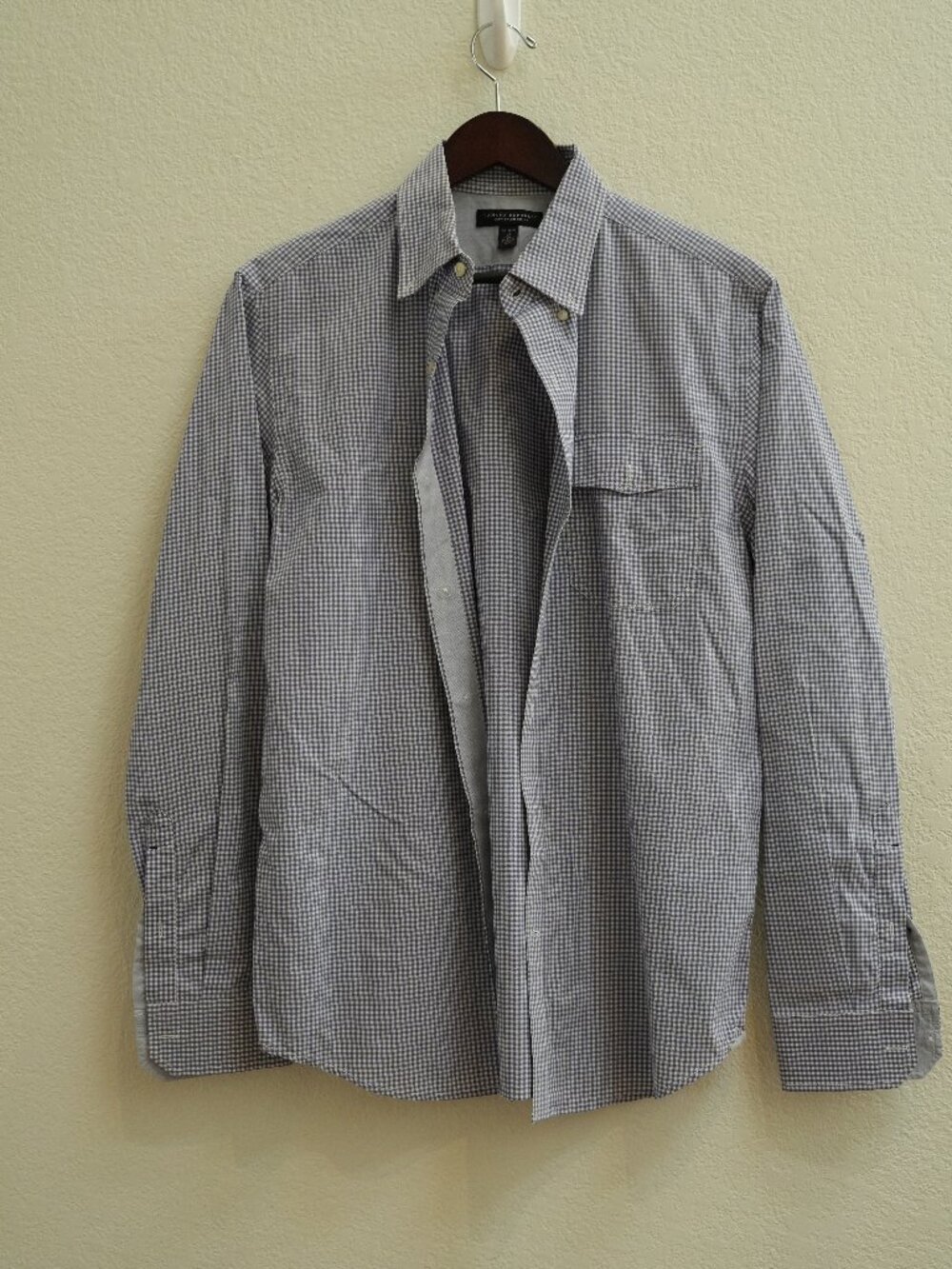 Banana Republic Soft-Wash Button-Down Shirt Men's M 15-15.5 Blue Gingham